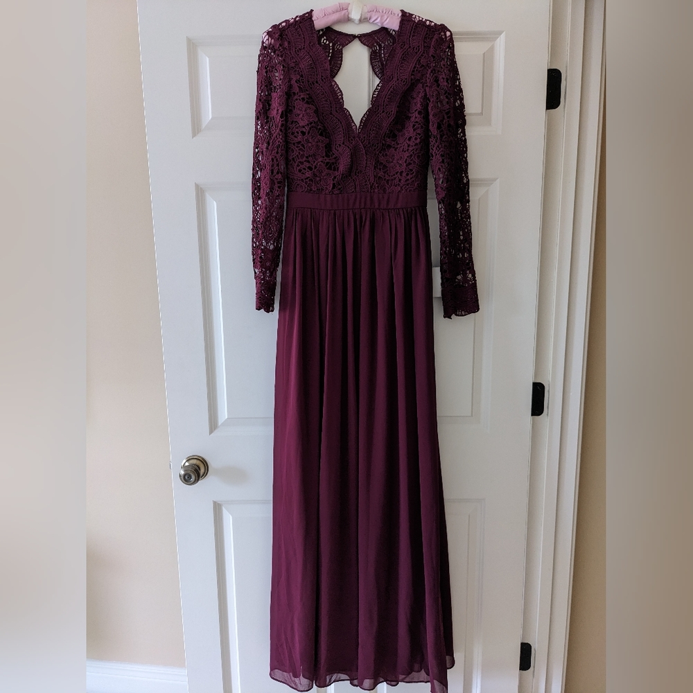 Lulu's Awaken My Love maxi dress long sleeve lace S NWT bridesm…